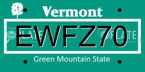 EWFZ70 Vermont License Plate