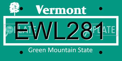 EWL281 Vermont License Plate