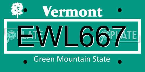 EWL667 Vermont License Plate