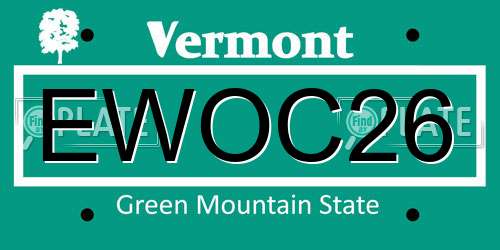 EWOC26 Vermont License Plate