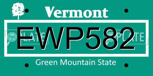 EWP582 Vermont License Plate