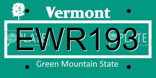 EWR193 Vermont License Plate