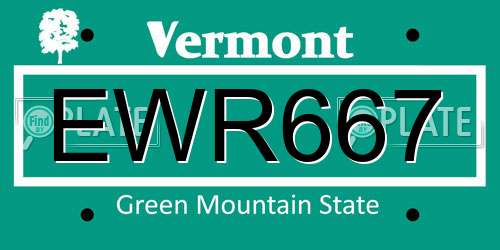 EWR667 Vermont License Plate