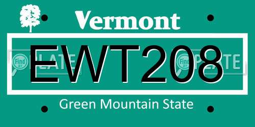 EWT208 Vermont License Plate