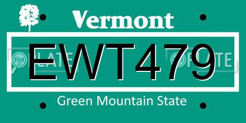 EWT479 Vermont License Plate