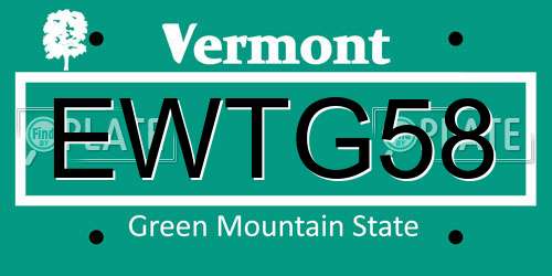 EWTG58 Vermont License Plate