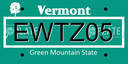 EWTZ05 Vermont License Plate