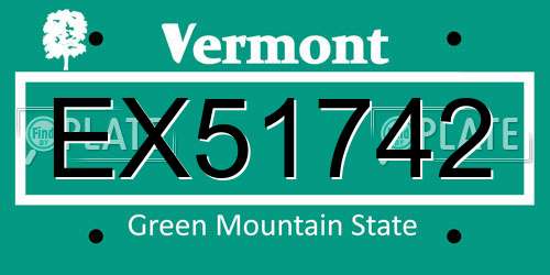 EX51742 Vermont License Plate