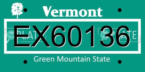 EX60136 Vermont License Plate