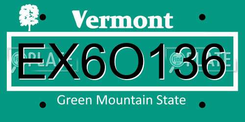 EX6O136 Vermont License Plate