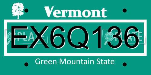 EX6Q136 Vermont License Plate