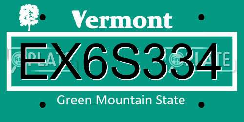 EX6S334 Vermont License Plate