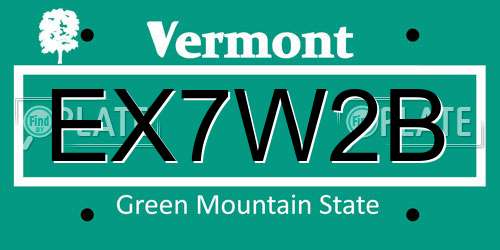 EX7W2B Vermont License Plate