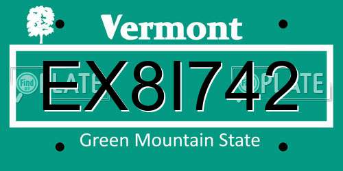 EX8I742 Vermont License Plate