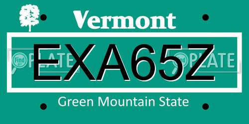 EXA65Z Vermont License Plate