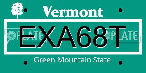 EXA68T Vermont License Plate