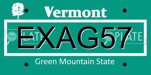 EXAG57 Vermont License Plate