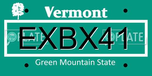 EXBX41 Vermont License Plate