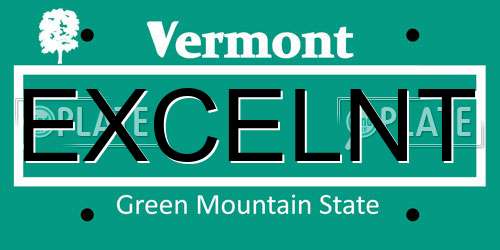 EXCELNT Vermont License Plate
