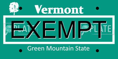 EXEMPT Vermont License Plate