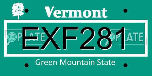 EXF281 Vermont License Plate
