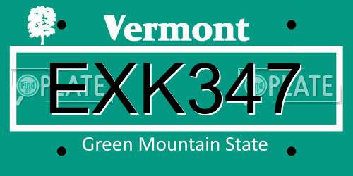 EXK347 Vermont License Plate