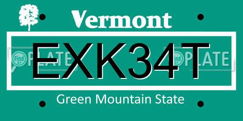EXK34T Vermont License Plate
