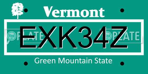 EXK34Z Vermont License Plate