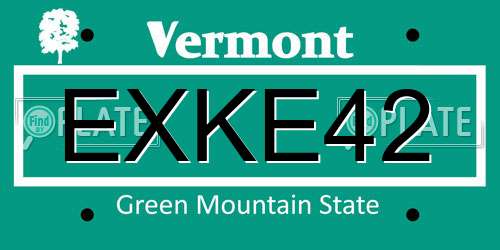 EXKE42 Vermont License Plate