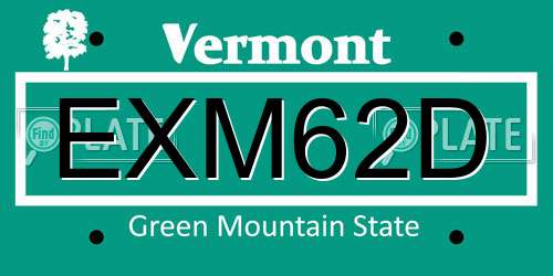 EXM62D Vermont License Plate