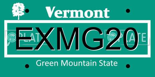 EXMG20 Vermont License Plate
