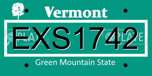 EXS1742 Vermont License Plate