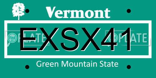 EXSX41 Vermont License Plate