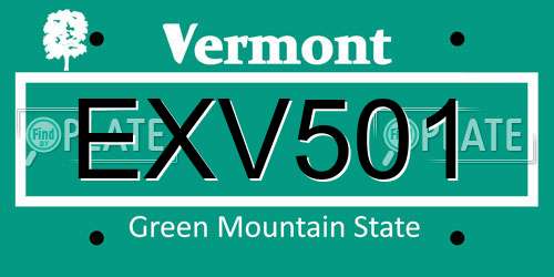 EXV501 Vermont License Plate