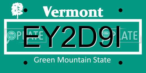 EY2D9I Vermont License Plate