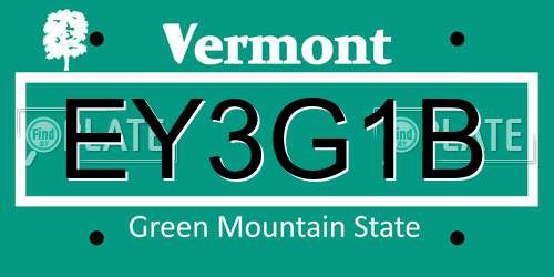 EY3G1B Vermont License Plate