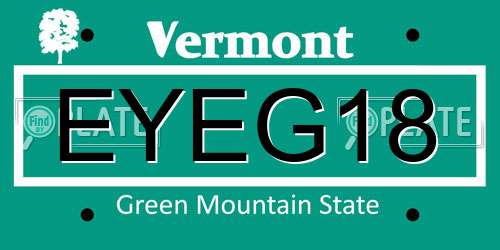 EYEG18 Vermont License Plate