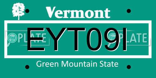 EYT09I Vermont License Plate