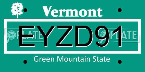 EYZD91 Vermont License Plate