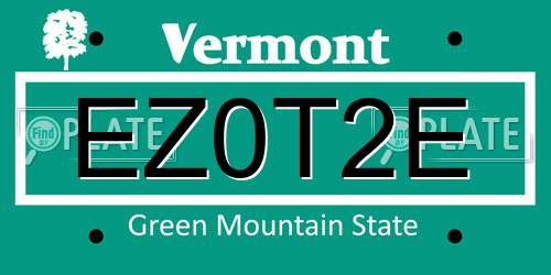 EZ0T2E Vermont License Plate