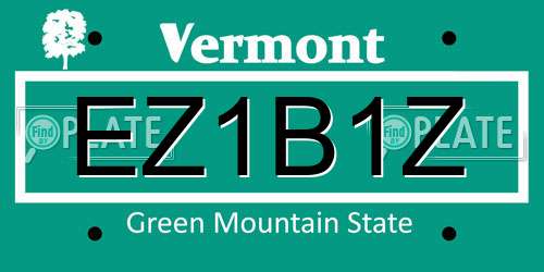 EZ1B1Z Vermont License Plate