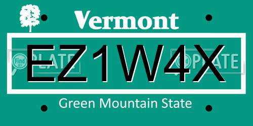 EZ1W4X Vermont License Plate