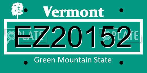EZ20152 Vermont License Plate