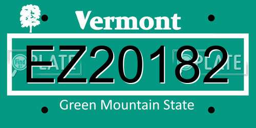 EZ20182 Vermont License Plate