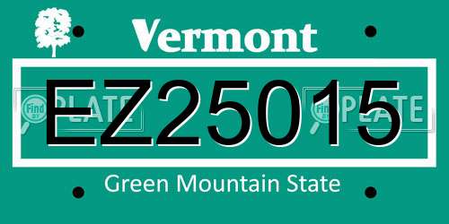 EZ25015 Vermont License Plate