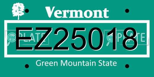 EZ25018 Vermont License Plate