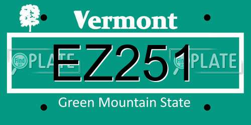 EZ251 Vermont License Plate