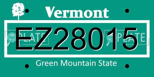 EZ28015 Vermont License Plate