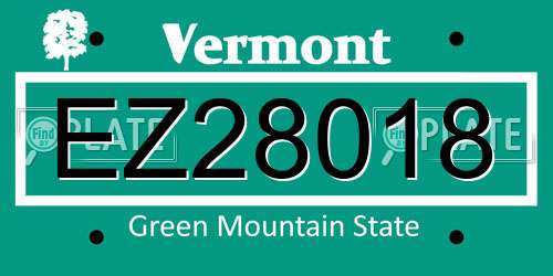 EZ28018 Vermont License Plate