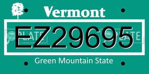 EZ29695 Vermont License Plate